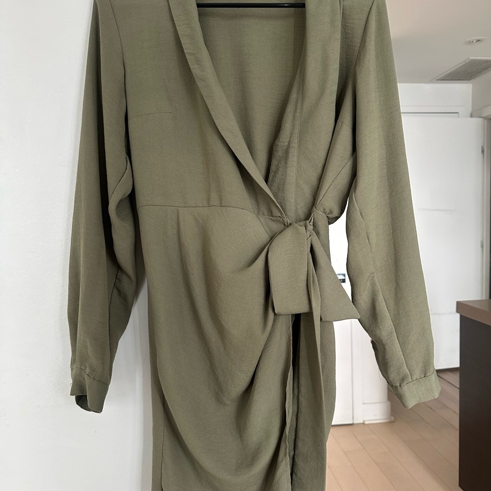 Olive Green Wrap Dress